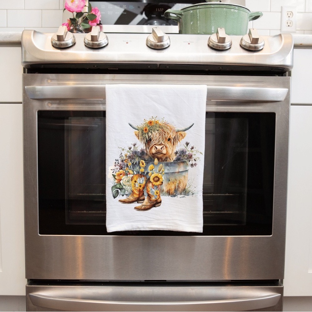 Longhair Cow Handmade Decorative Kitchen Towel-Farmhouse Rustic Style